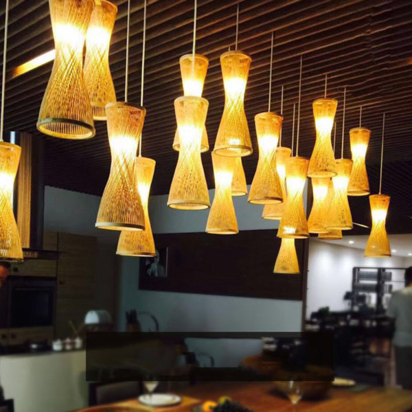 Spiral Bamboo Pendant Light Modern Hollow Pendant Light Living Room Bedroom Study Decorative Lighting - Image 6