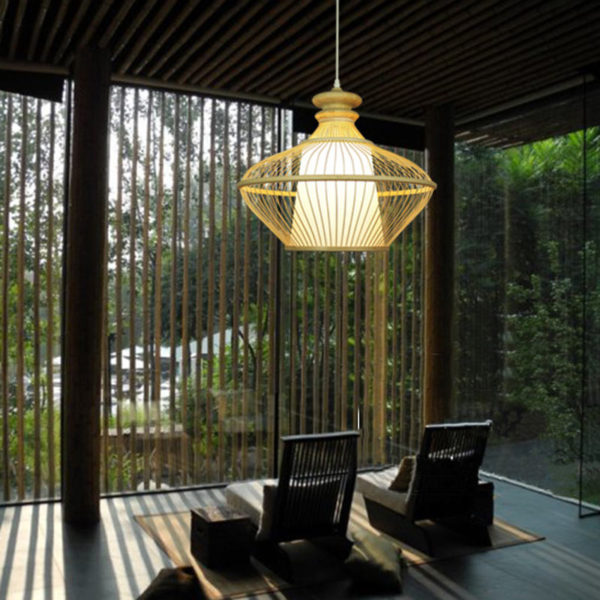 Industrial Bamboo Pendant Light Creative Hollow Pendant Light Dining Room Tearoom Lighting - Image 3