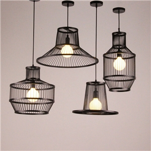 Industrial Geometry Pendant Light Retro Bamboo Pendant Light Dining Room Office Coffeehouse Lighting