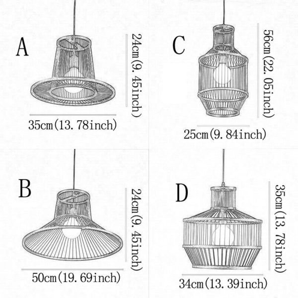 Industrial Geometry Pendant Light Retro Bamboo Pendant Light Dining Room Office Coffeehouse Lighting - Image 9