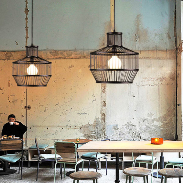 Industrial Geometry Pendant Light Retro Bamboo Pendant Light Dining Room Office Coffeehouse Lighting - Image 4