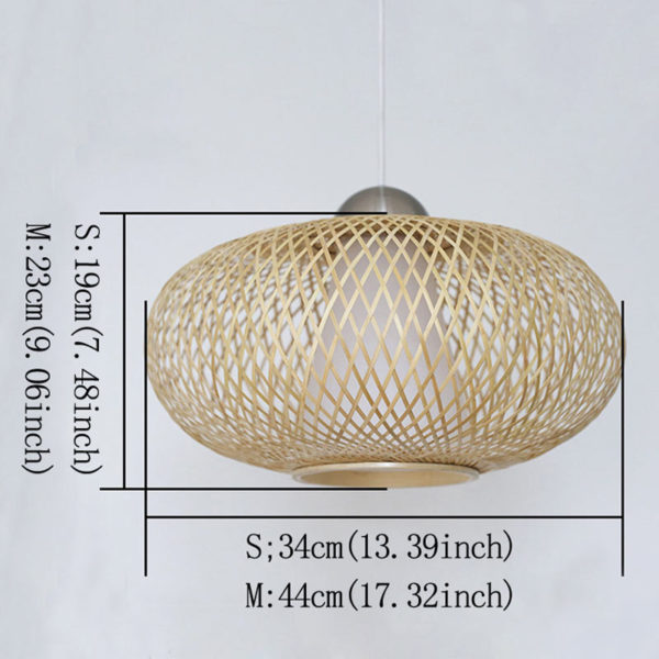 Bamboo Lantern Pendant Light Modern Woven Pendant Light Living Room Bedroom Study Office Light - Image 9