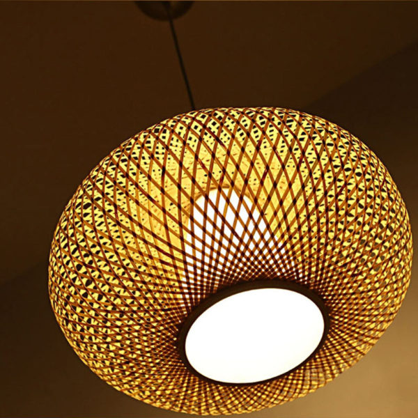 Bamboo Lantern Pendant Light Modern Woven Pendant Light Living Room Bedroom Study Office Light - Image 5