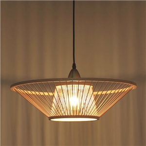 Creative Upward Pendant Light Round Bamboo Pendant Light Study Hallway Lighting