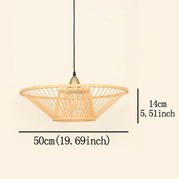 Creative Upward Pendant Light Round Bamboo Pendant Light Study Hallway Lighting - Image 6