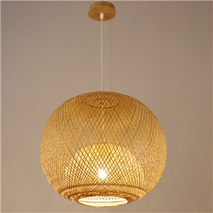 Unique Round Bamboo Pendant Light Rural Creative Pendant Light Tearoom Restaurant Lighting