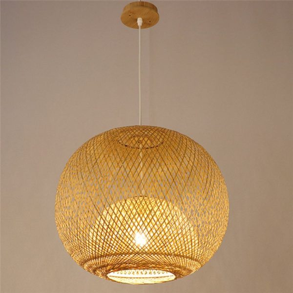 Unique Round Bamboo Pendant Light Rural Creative Pendant Light Tearoom Restaurant Lighting - Image 7