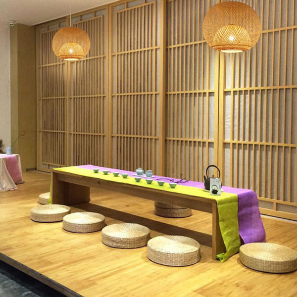 Unique Round Bamboo Pendant Light Rural Creative Pendant Light Tearoom Restaurant Lighting - Image 8