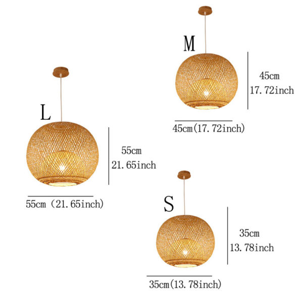 Unique Round Bamboo Pendant Light Rural Creative Pendant Light Tearoom Restaurant Lighting - Image 9