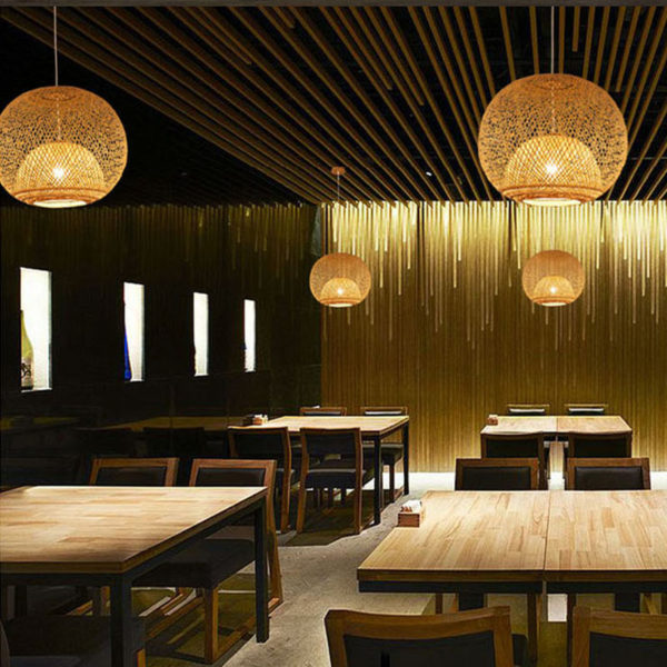 Unique Round Bamboo Pendant Light Rural Creative Pendant Light Tearoom Restaurant Lighting - Image 3