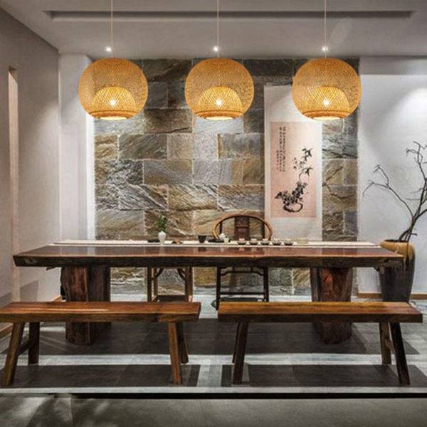 Unique Round Bamboo Pendant Light Rural Creative Pendant Light Tearoom Restaurant Lighting - Image 5