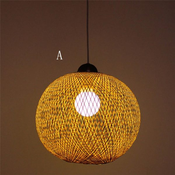 Rural Bamboo Ball Pendant Light Creative Modern Pendant Light Living Room Bedroom Dining Room Lighting - Image 4