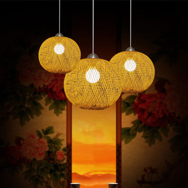 Rural Bamboo Ball Pendant Light Creative Modern Pendant Light Living Room Bedroom Dining Room Lighting - Image 7
