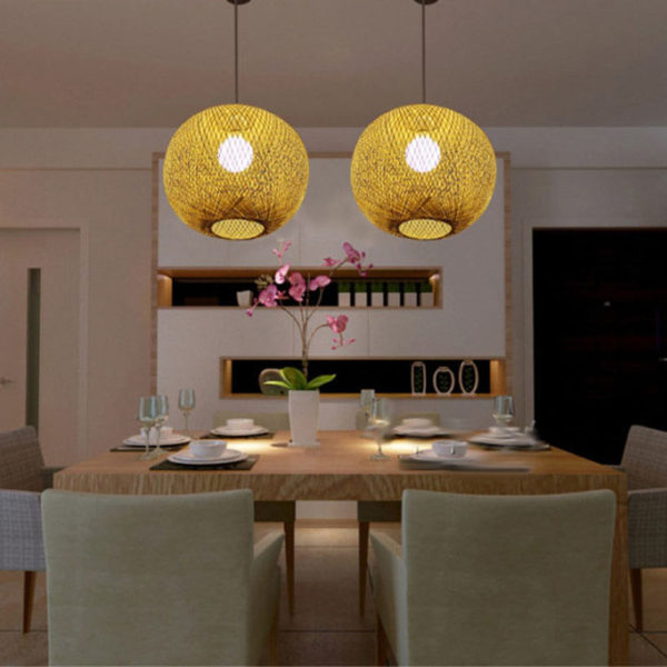 Rural Bamboo Ball Pendant Light Creative Modern Pendant Light Living Room Bedroom Dining Room Lighting - Image 8
