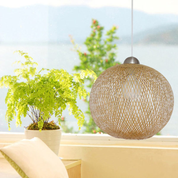 Rural Bamboo Ball Pendant Light Creative Modern Pendant Light Living Room Bedroom Dining Room Lighting - Image 9