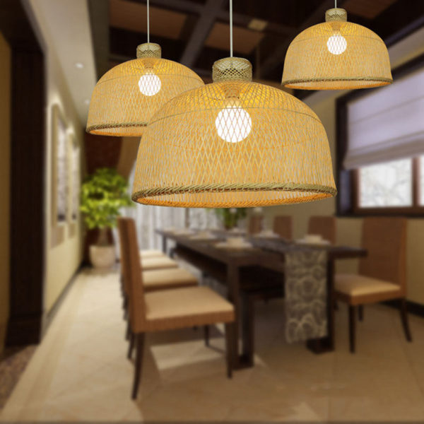Semi Bamboo Basket Pendant Light Modern Round Pendant Light Living Room Bedroom lighting - Image 8