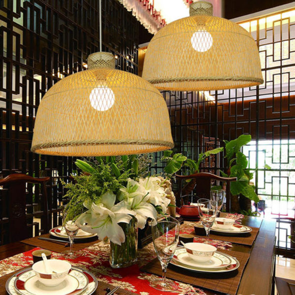Semi Bamboo Basket Pendant Light Modern Round Pendant Light Living Room Bedroom lighting - Image 2