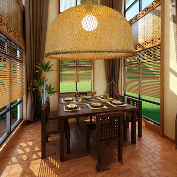 Semi Bamboo Basket Pendant Light Modern Round Pendant Light Living Room Bedroom lighting - Image 5
