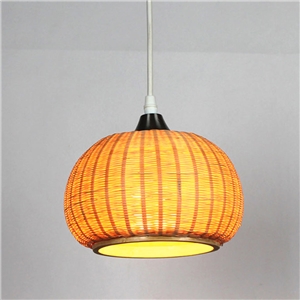 Simple Creative Bamboo Pendant Light Pumpkin Shape Pendant Light Living Room Study Bar Lighting