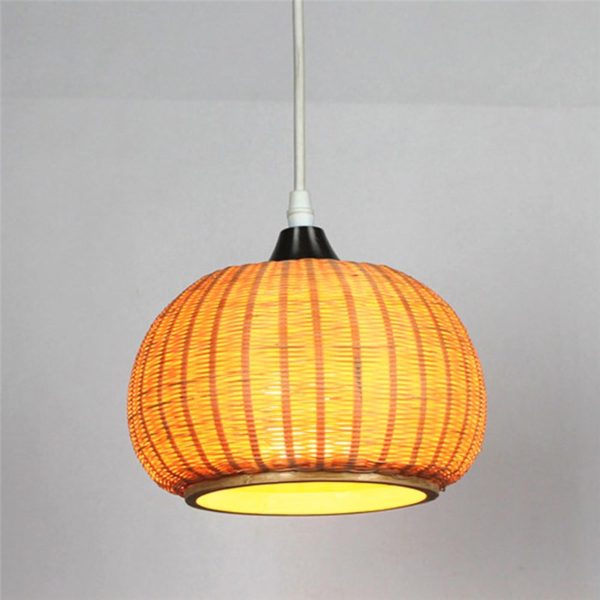 Simple Creative Bamboo Pendant Light Pumpkin Shape Pendant Light Living Room Study Bar Lighting - Image 4