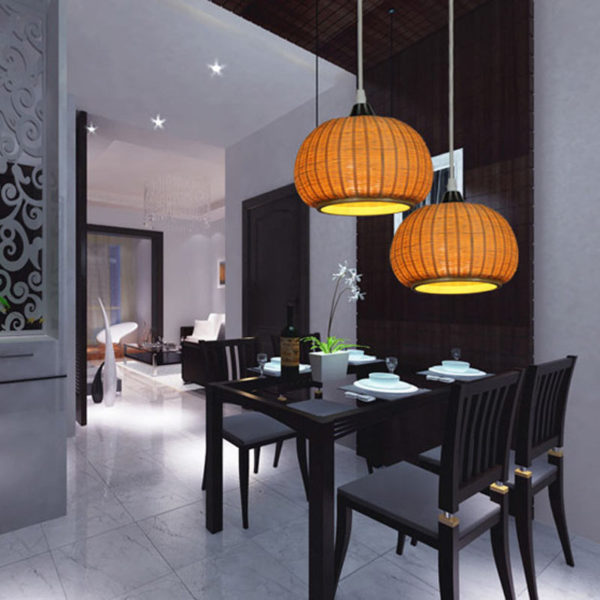 Simple Creative Bamboo Pendant Light Pumpkin Shape Pendant Light Living Room Study Bar Lighting - Image 7