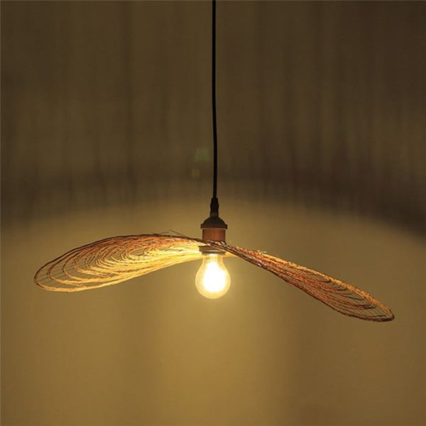 Simple Round Bamboo Pendant Light Modern Woven Pendant Light Tearoom Stairs Lighting - Image 7