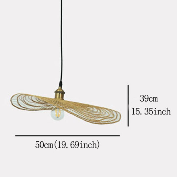 Simple Round Bamboo Pendant Light Modern Woven Pendant Light Tearoom Stairs Lighting - Image 9