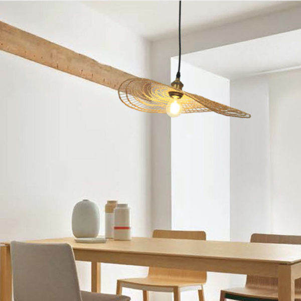 Simple Round Bamboo Pendant Light Modern Woven Pendant Light Tearoom Stairs Lighting - Image 2