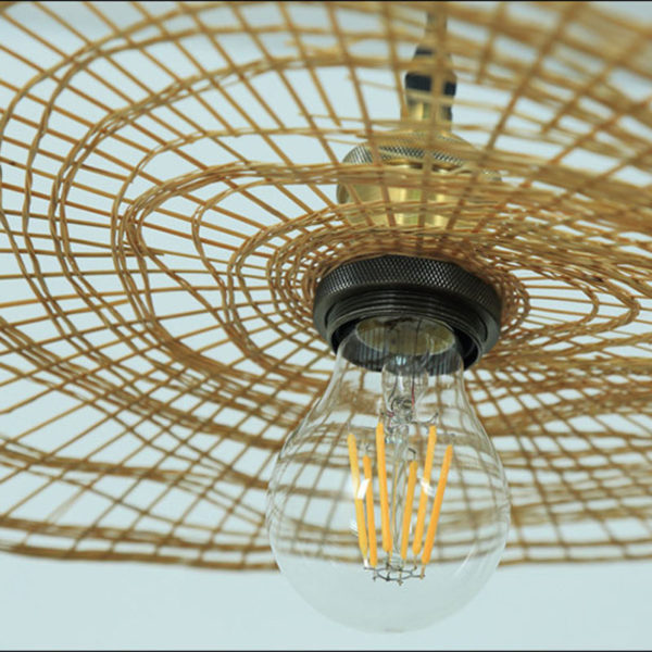 Simple Round Bamboo Pendant Light Modern Woven Pendant Light Tearoom Stairs Lighting - Image 5