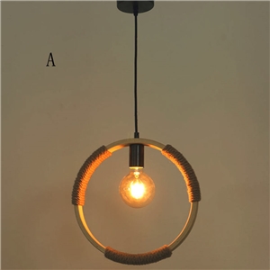 Vintage Bamboo Ring Pendant Light Industrial Retro Pendant Lighting Loft Dining Room Bar Lighting