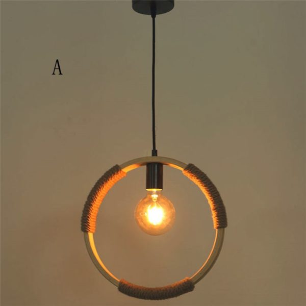 Vintage Bamboo Ring Pendant Light Industrial Retro Pendant Lighting Loft Dining Room Bar Lighting - Image 7