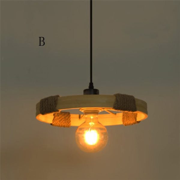 Vintage Bamboo Ring Pendant Light Industrial Retro Pendant Lighting Loft Dining Room Bar Lighting - Image 8