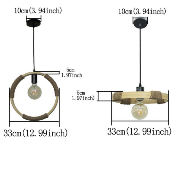 Vintage Bamboo Ring Pendant Light Industrial Retro Pendant Lighting Loft Dining Room Bar Lighting - Image 9