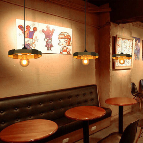Vintage Bamboo Ring Pendant Light Industrial Retro Pendant Lighting Loft Dining Room Bar Lighting - Image 3