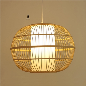 Round Cage Bamboo Pendant Light Japanese Simple Pendant Lighting