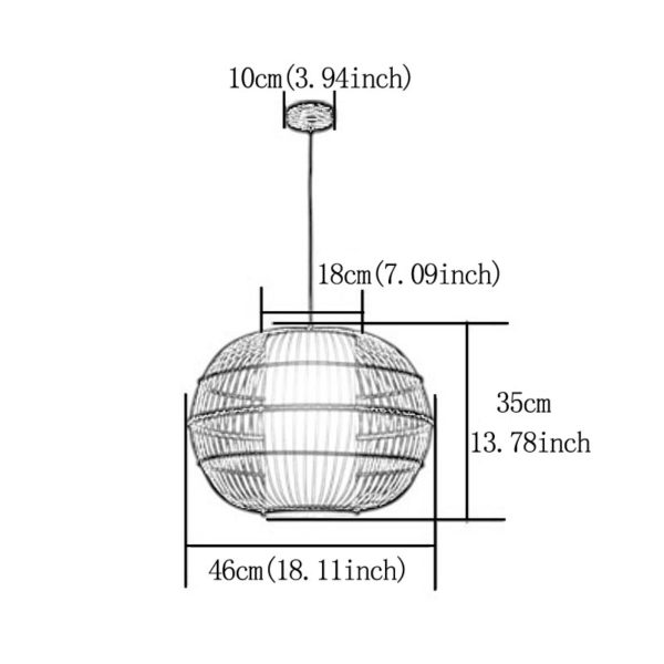 Round Cage Bamboo Pendant Light Japanese Simple Pendant Lighting - Image 9