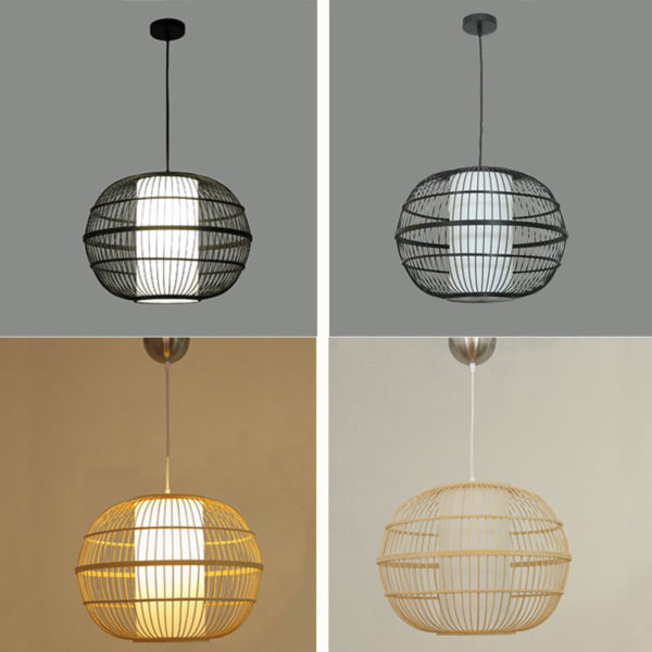 Round Cage Bamboo Pendant Light Japanese Simple Pendant Lighting - Image 2