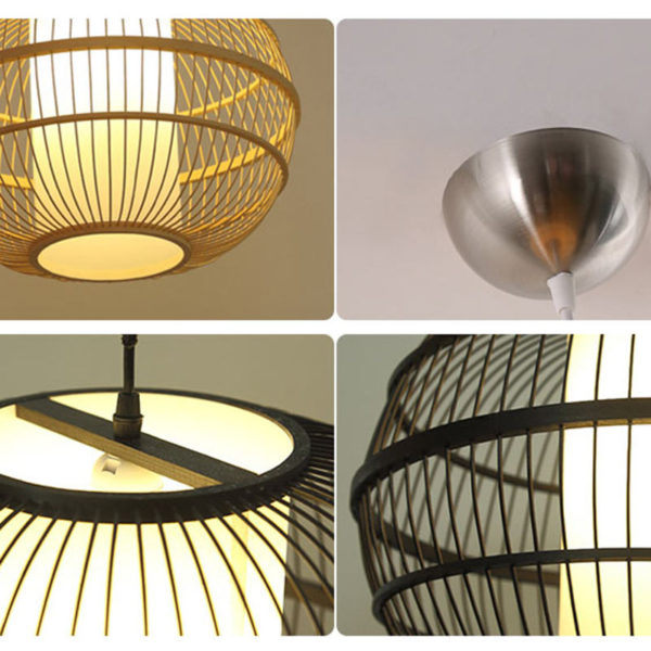 Round Cage Bamboo Pendant Light Japanese Simple Pendant Lighting - Image 6