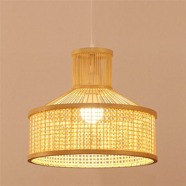 Tent Shape Bamboo Pendant Light Chinese Creative Pendant Light Living Room Bedroom Office Lighting - Image 3