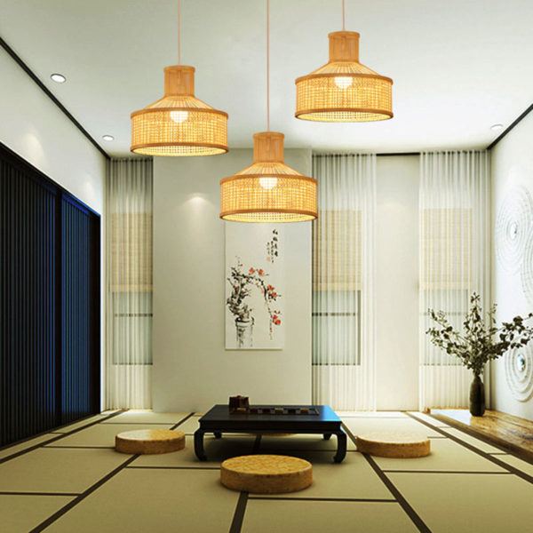 Tent Shape Bamboo Pendant Light Chinese Creative Pendant Light Living Room Bedroom Office Lighting - Image 4