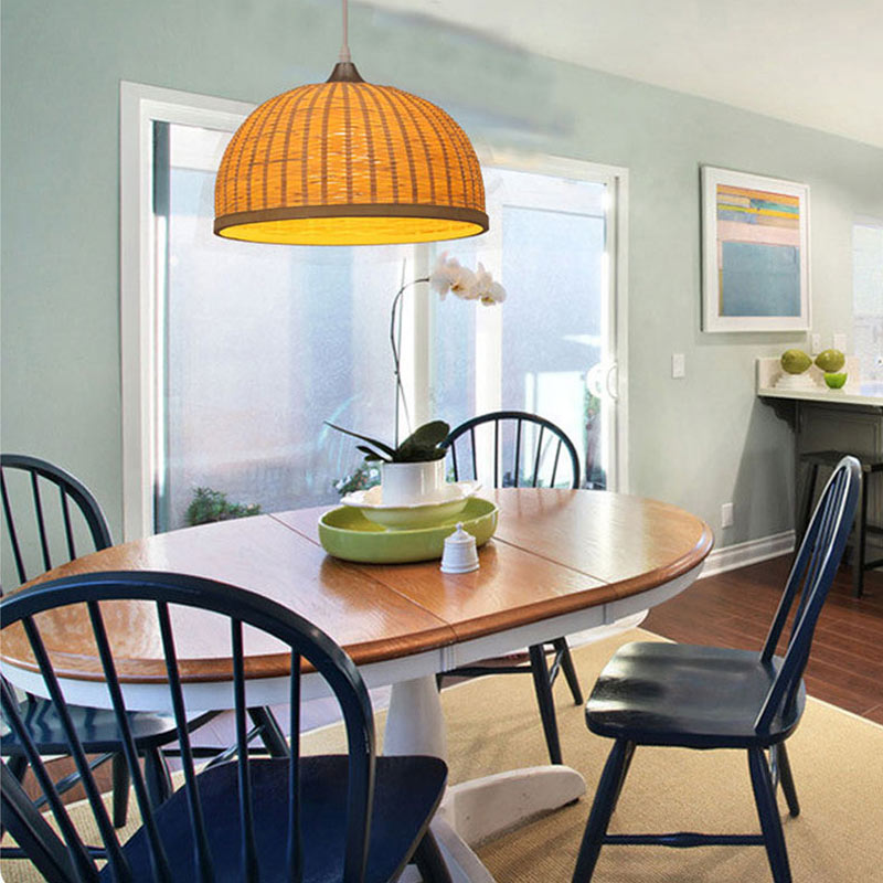 Dome Design Pendant Light Creative Bamboo Pendant Light Living Room Bedroom Study Decorative Light - Image 8