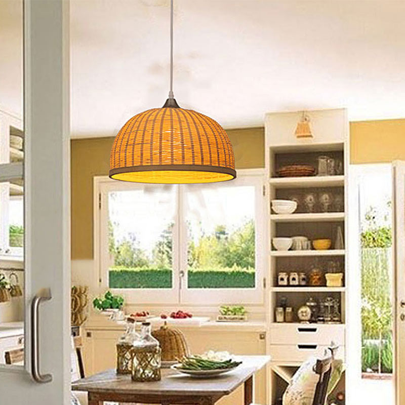 Dome Design Pendant Light Creative Bamboo Pendant Light Living Room Bedroom Study Decorative Light - Image 2