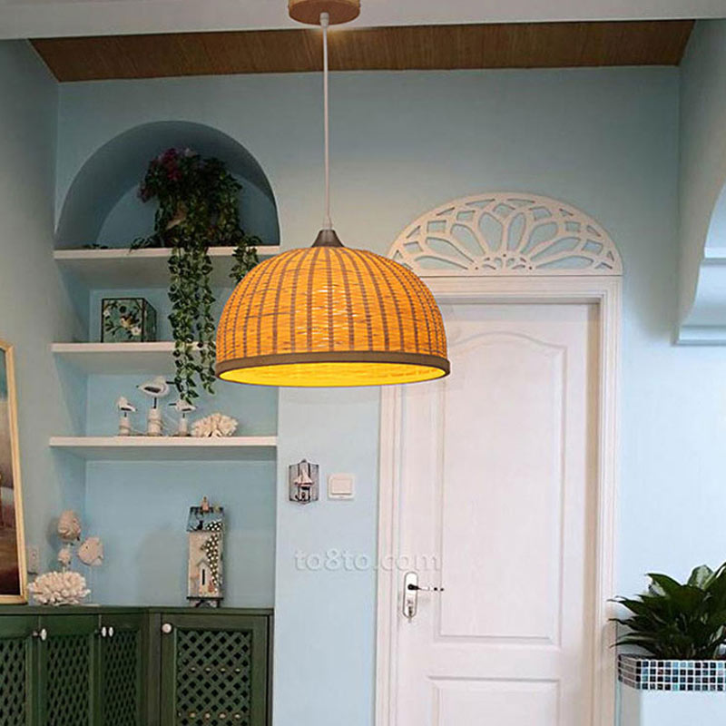 Dome Design Pendant Light Creative Bamboo Pendant Light Living Room Bedroom Study Decorative Light - Image 5
