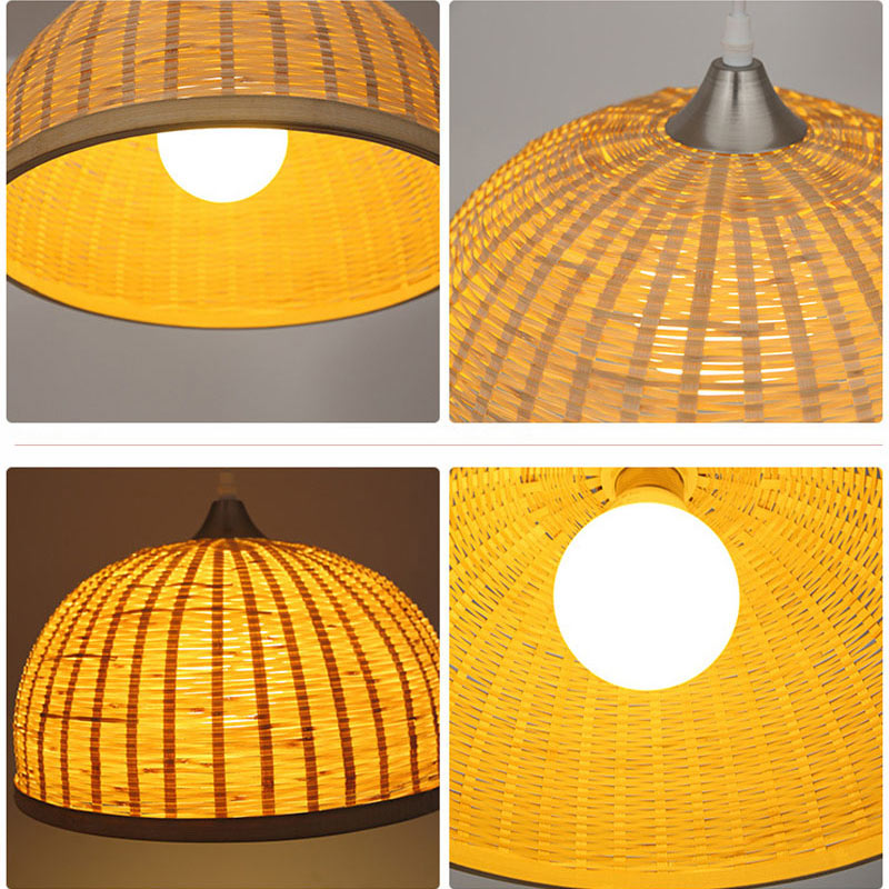 Dome Design Pendant Light Creative Bamboo Pendant Light Living Room Bedroom Study Decorative Light - Image 6