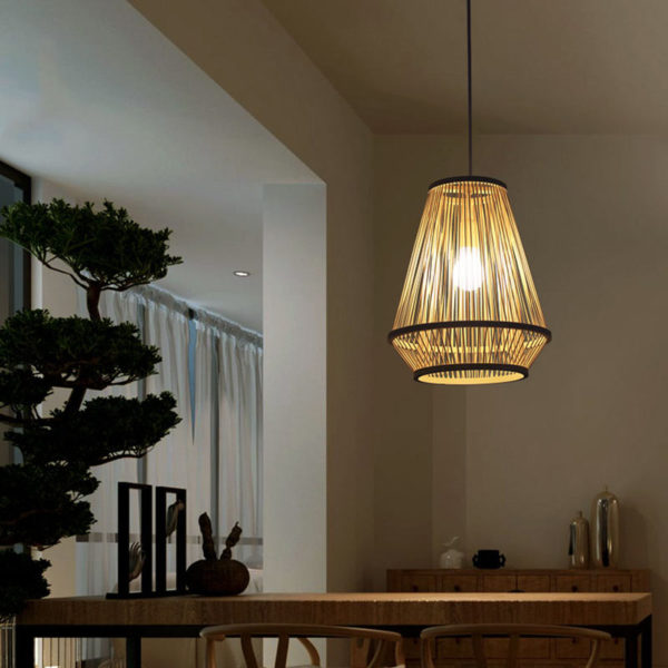 Bamboo Bedside Pendant Light Creative Woven Pendant Light Living Room Study Office Lighting - Image 8