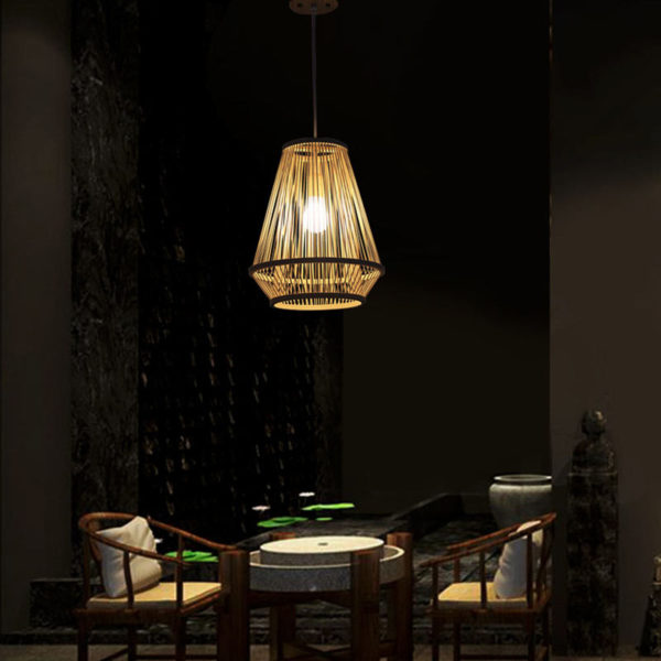 Bamboo Bedside Pendant Light Creative Woven Pendant Light Living Room Study Office Lighting - Image 2