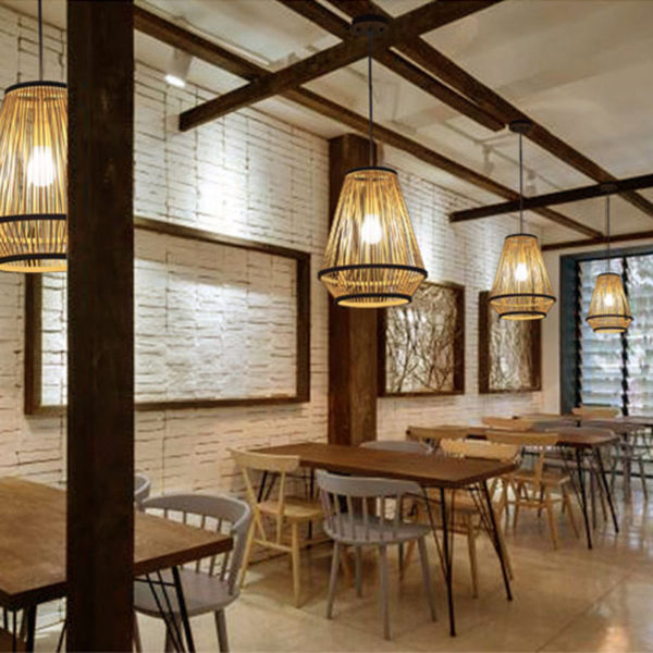Bamboo Bedside Pendant Light Creative Woven Pendant Light Living Room Study Office Lighting - Image 5
