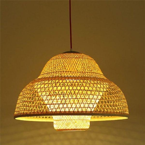 Hat Shape Pendant Light Modern Bamboo Woven Pendant Light Living Room Bedroom Study Office Decorative Lighting - Image 7