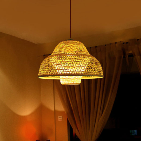 Hat Shape Pendant Light Modern Bamboo Woven Pendant Light Living Room Bedroom Study Office Decorative Lighting - Image 8