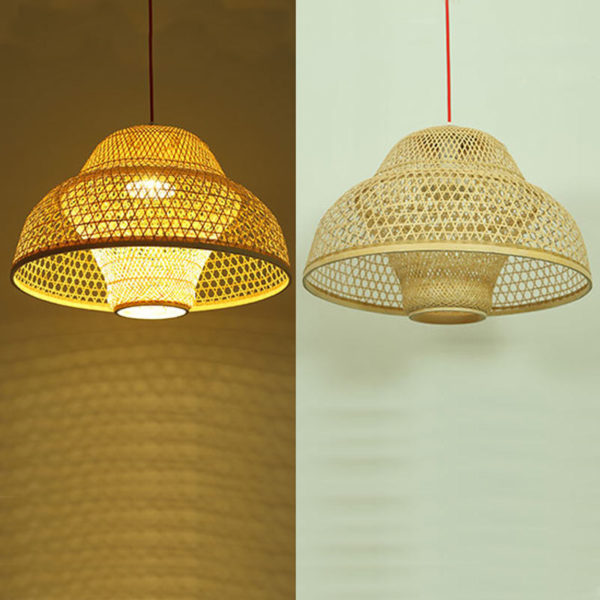 Hat Shape Pendant Light Modern Bamboo Woven Pendant Light Living Room Bedroom Study Office Decorative Lighting - Image 3